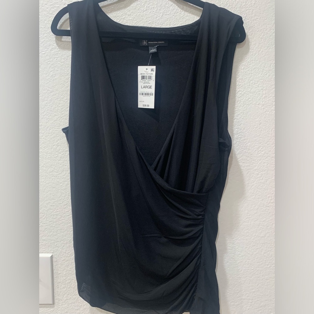 Women’s INC International Concepts Black Crossover Tank Top Lrg